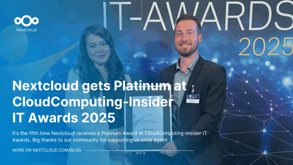 Nextcloud gets Platinum at CloudComputing-Insider IT Awards 2025